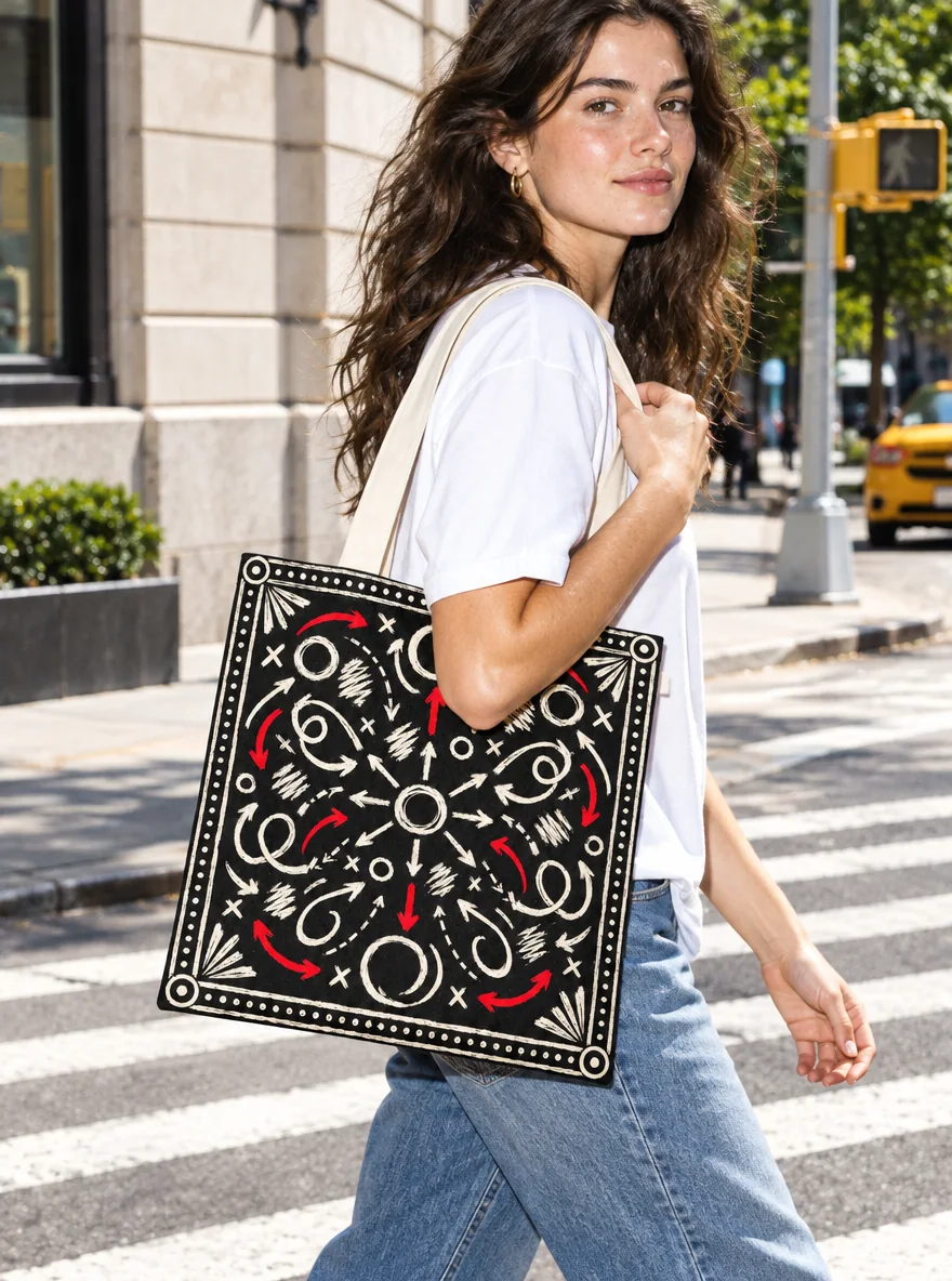 Chalk Arrows Tote, worn