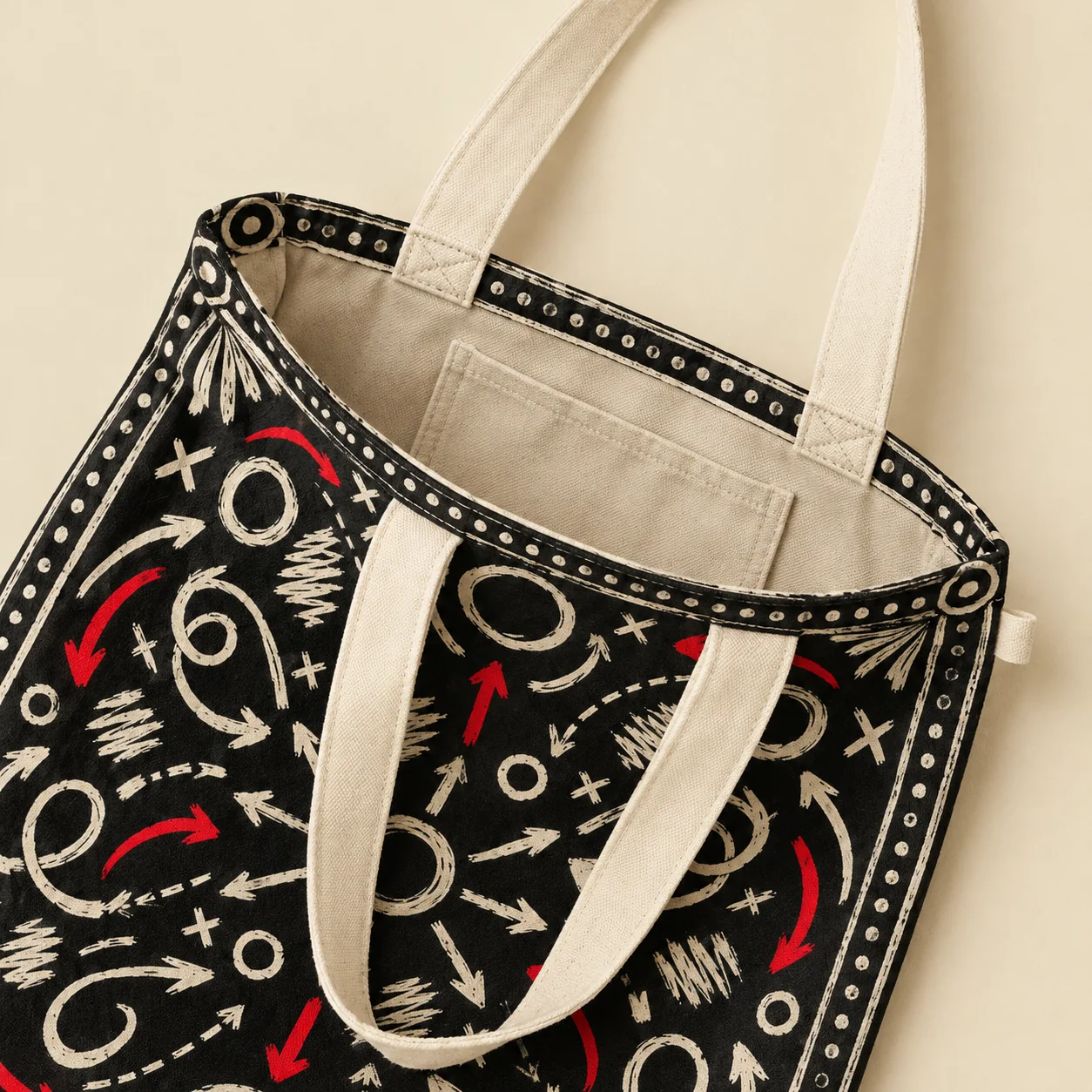 Handles, side loop and inside pocket
