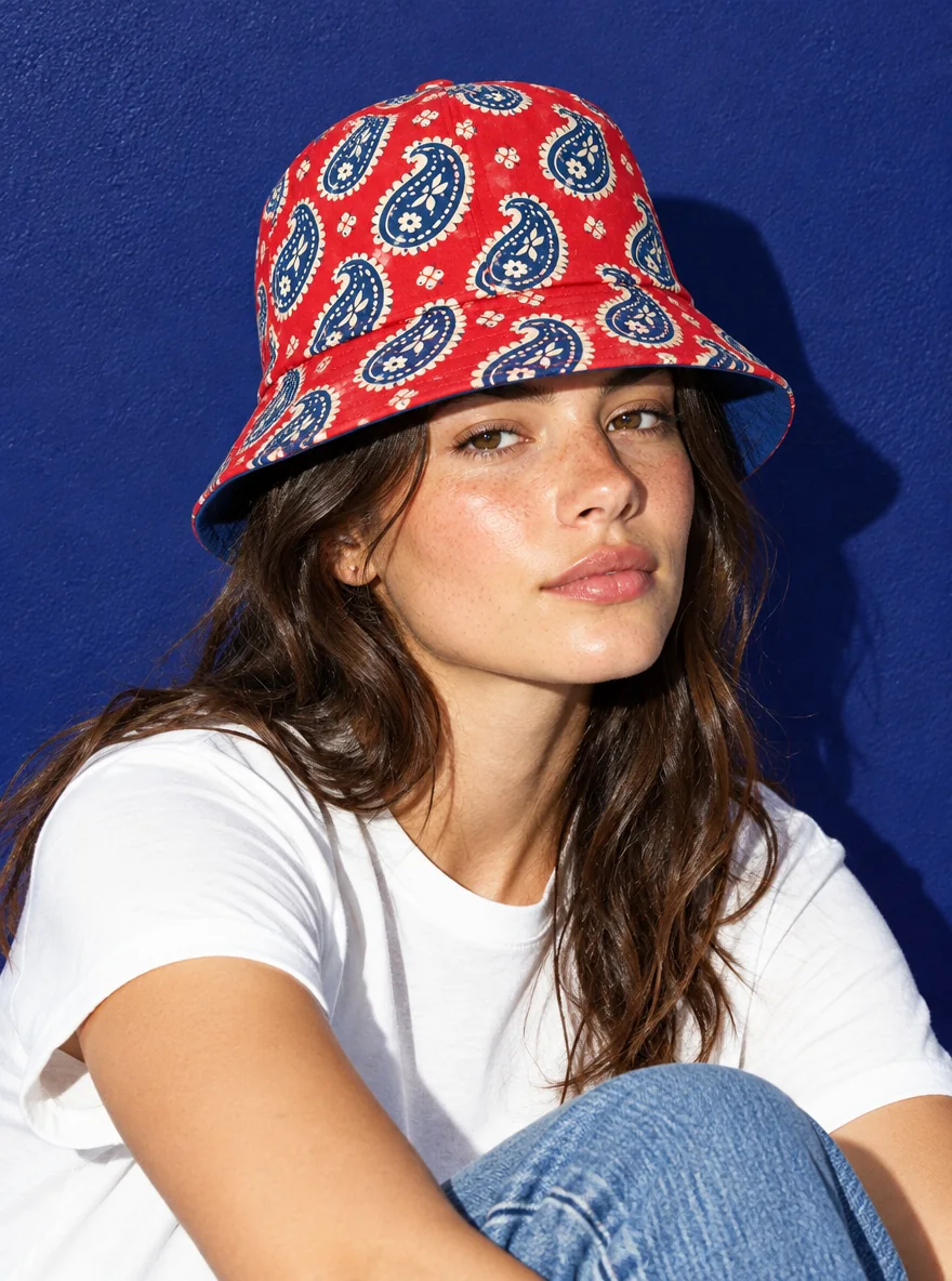 Ember Paisley Bucket Hat, buret