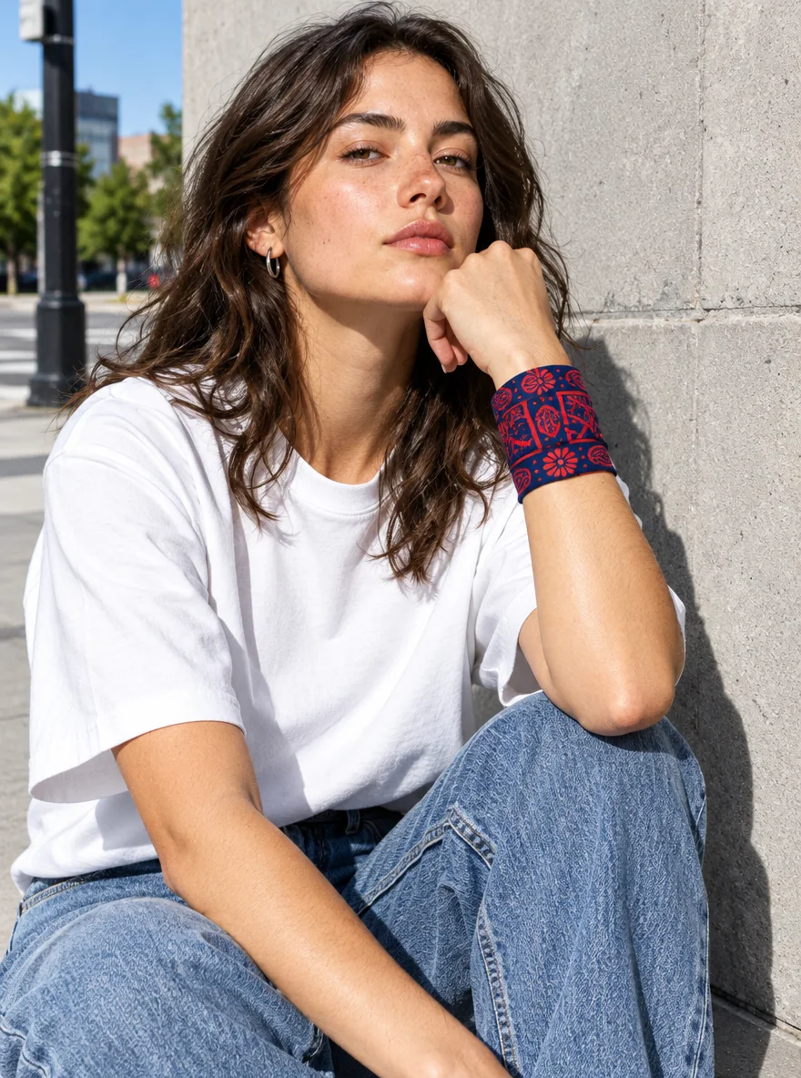 Harbour Grid Bandana, worn as: Wrist Cuff