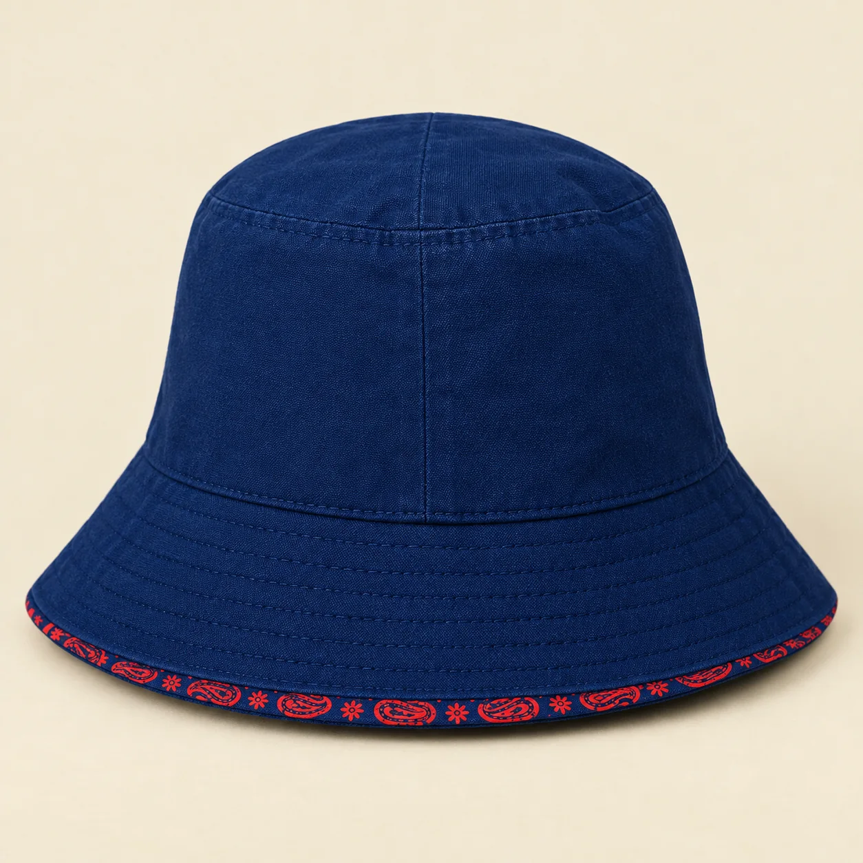 Harbour Grid Bucket Hat, inside and brim detail