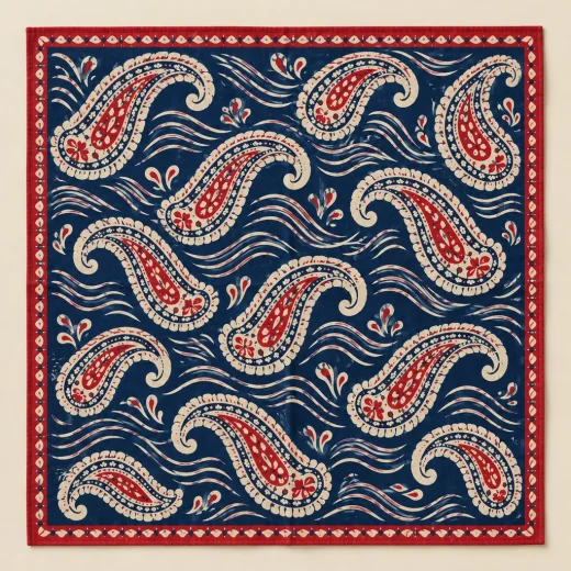 Ink Tide Paisley Bandana — flat