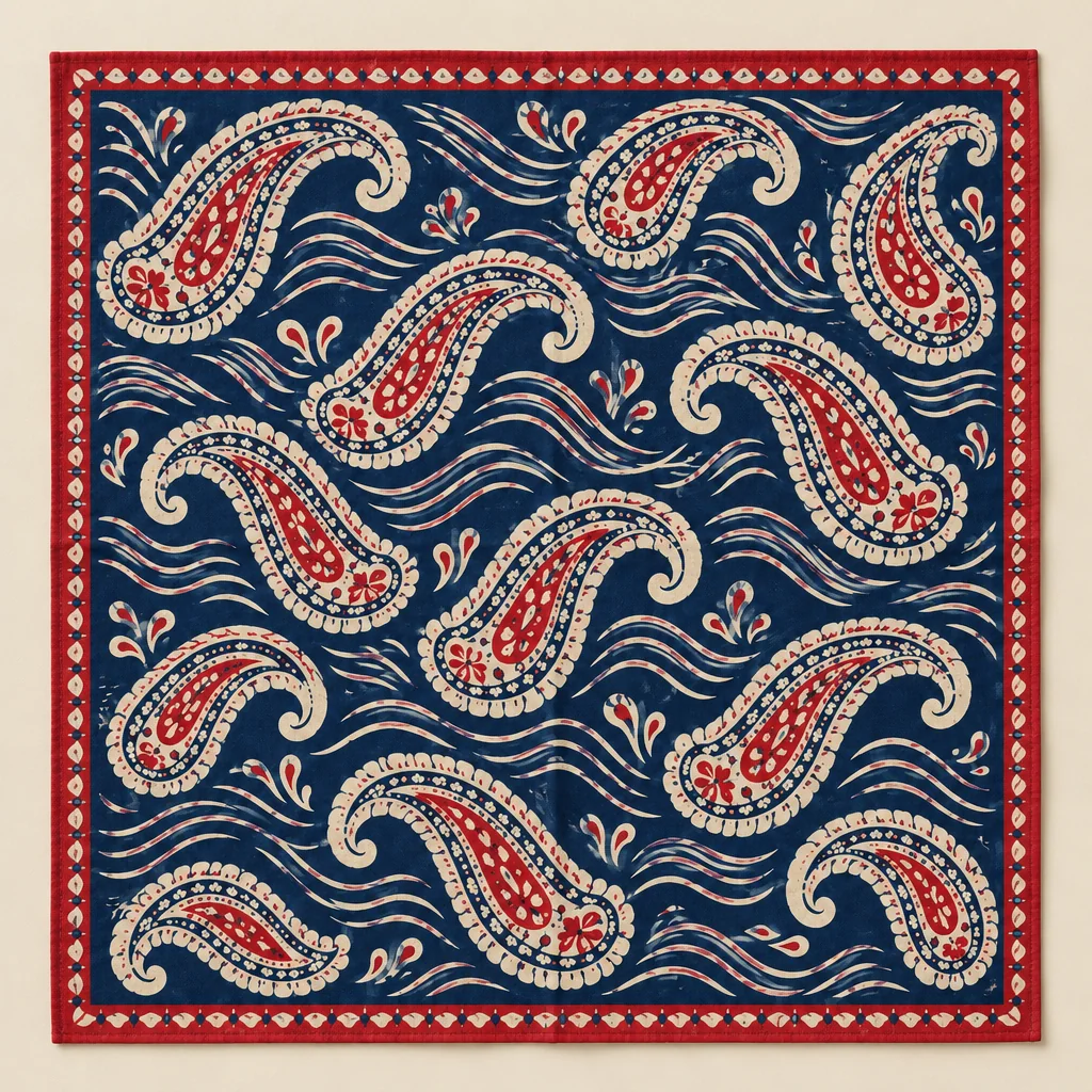 Ink Tide Paisley Bandana, utlagt