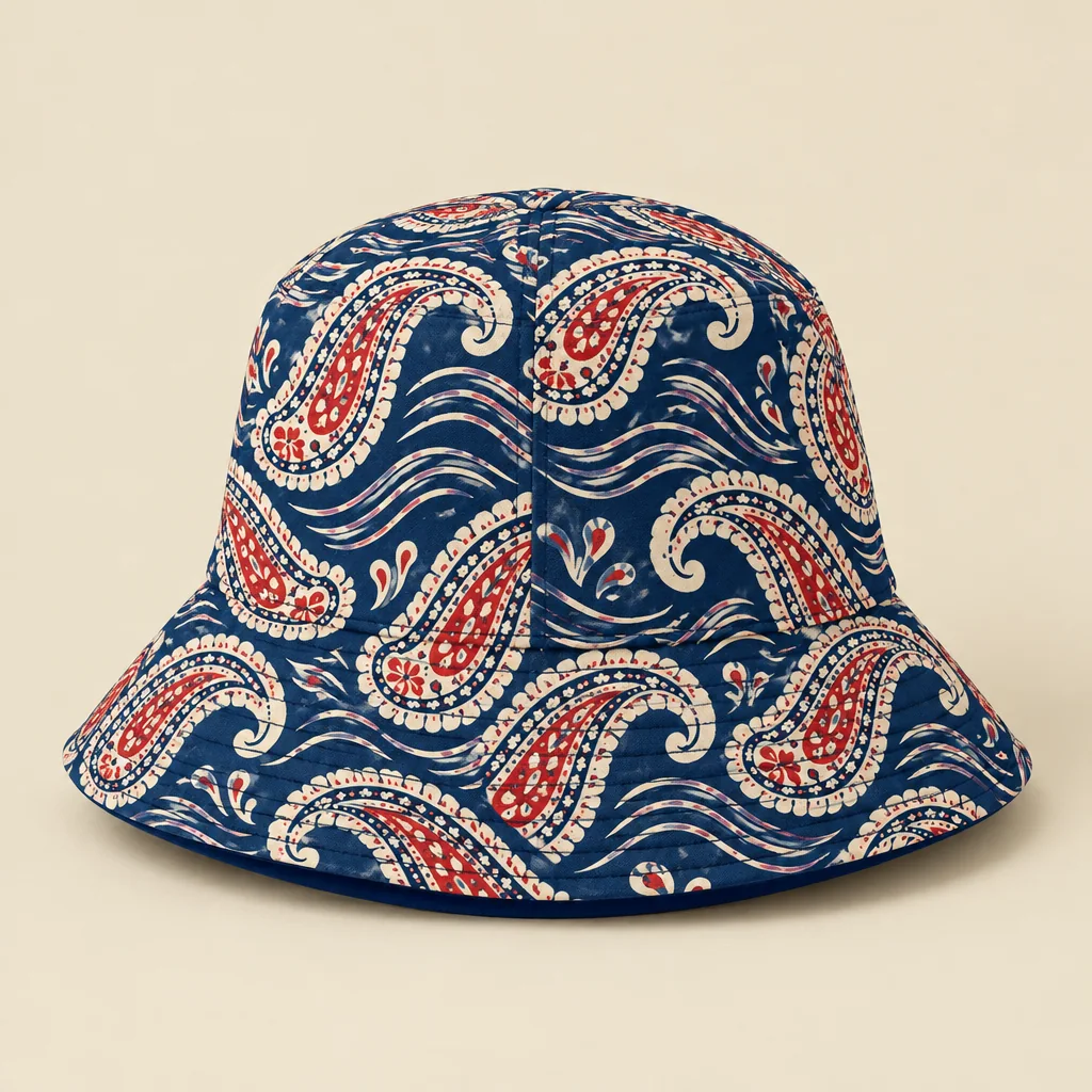 Ink Tide Paisley Bucket Hat, tre-kvartssikt