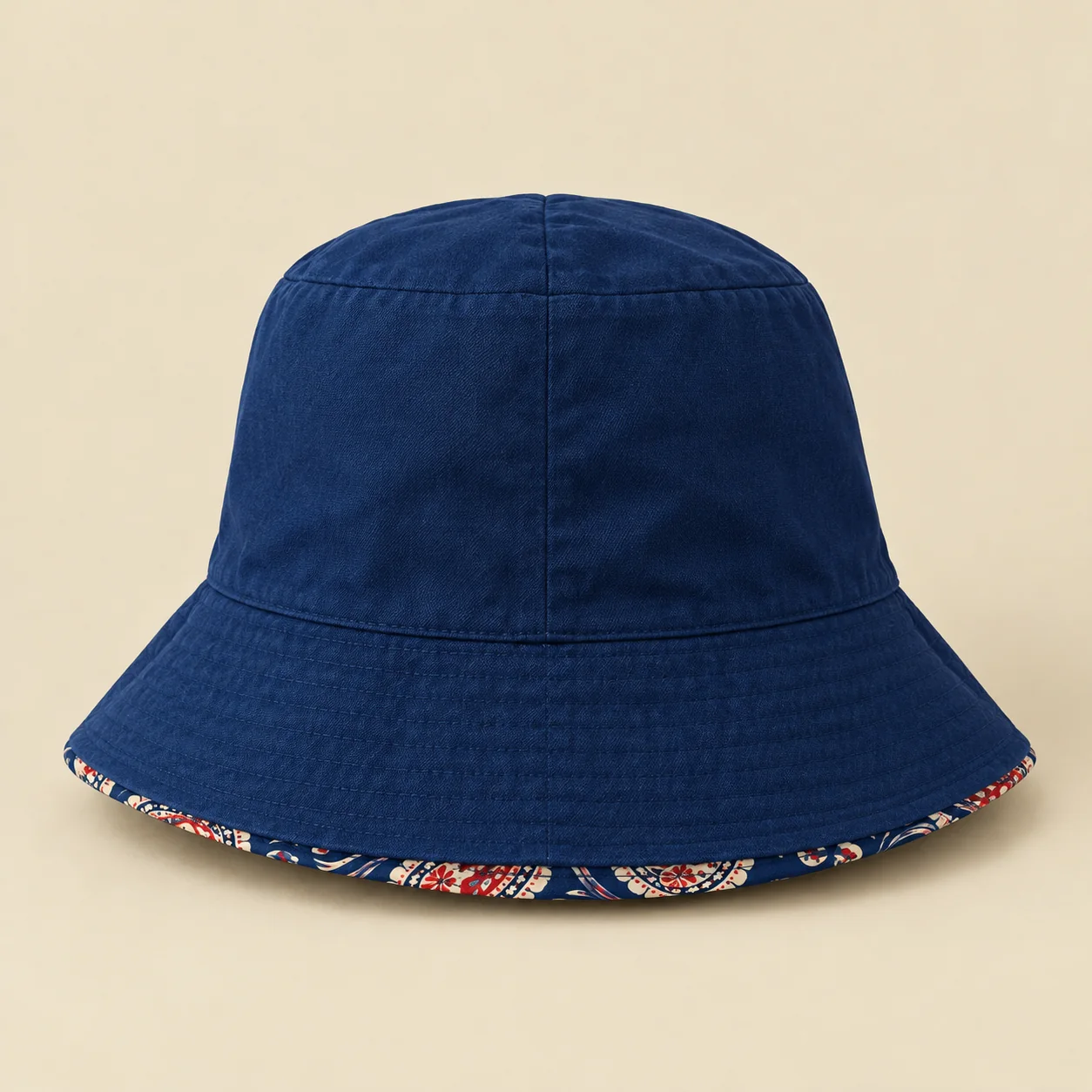 Ink Tide Paisley Bucket Hat, insida och brättdetalj