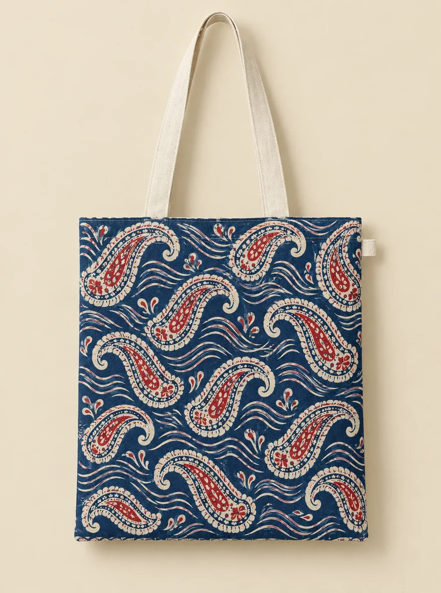 Ink Tide Paisley Tote, voorkant