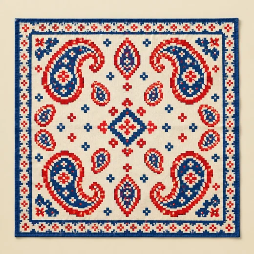 Paisley Pixel Bandana — flat
