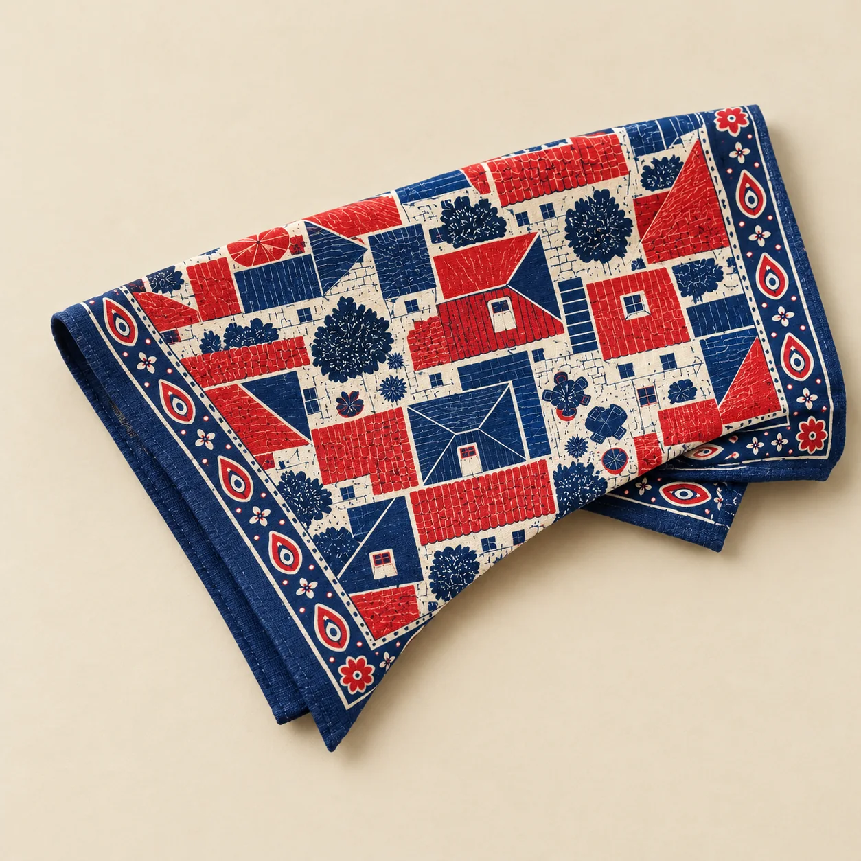 Rooftop Plan Bandana, gevouwen: print en zoomdetail