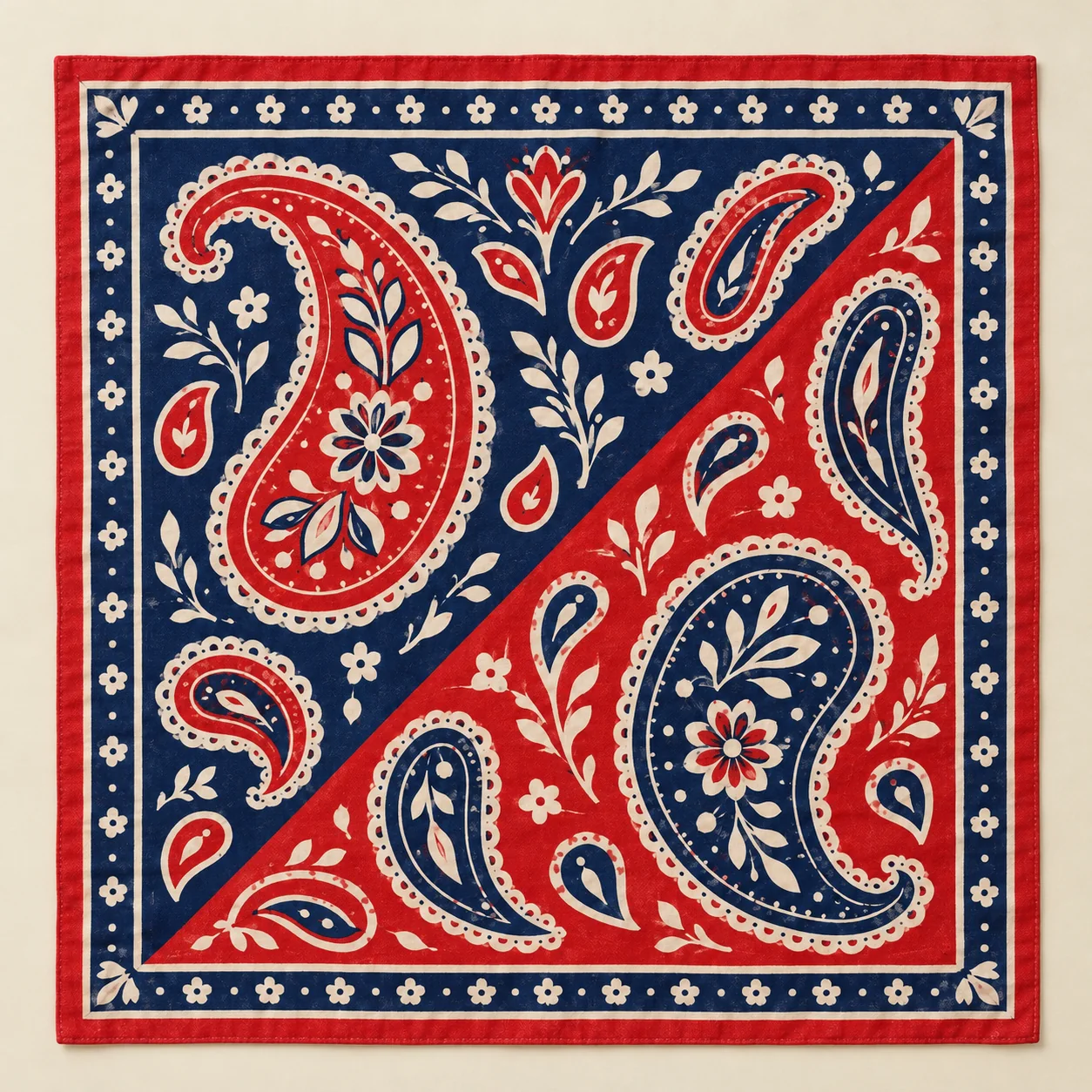 Split Boteh Bandana, lagt fladt ud