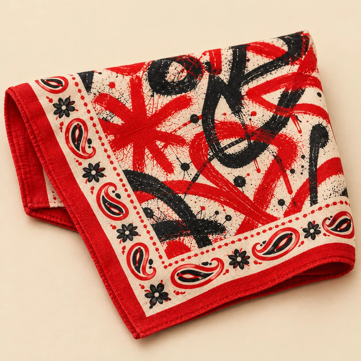 Tag Wall Bandana, vikt: tryck- och fålldetalj