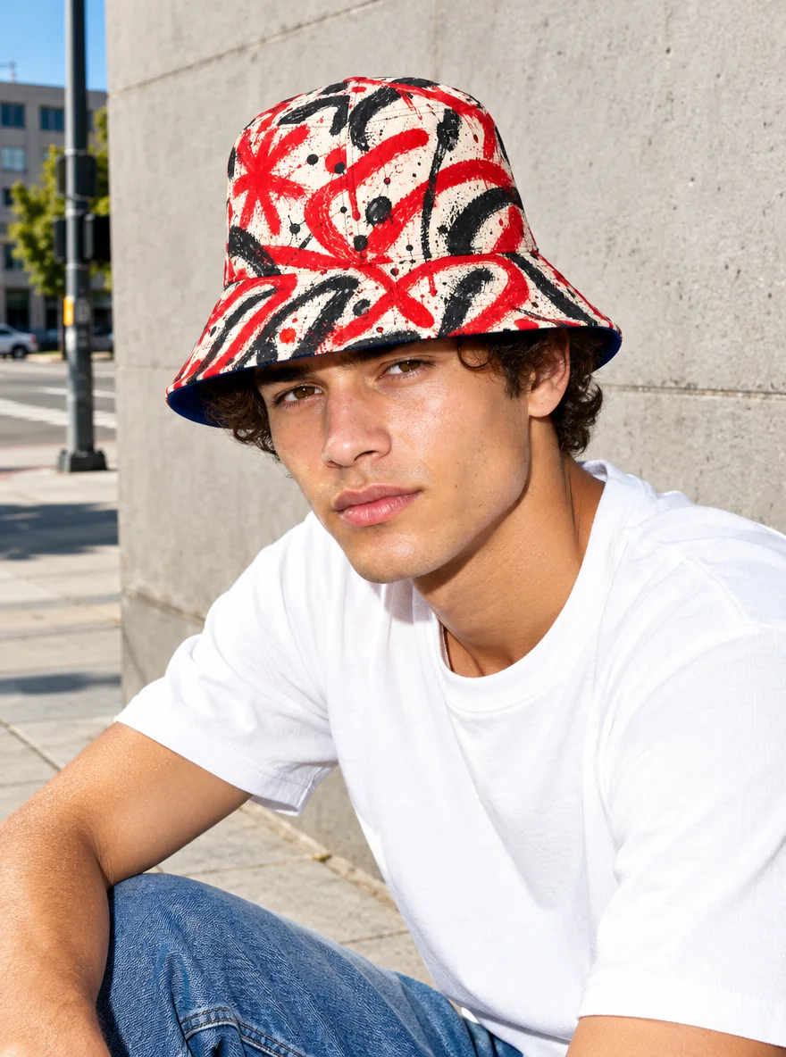 Tag Wall Bucket Hat, porté